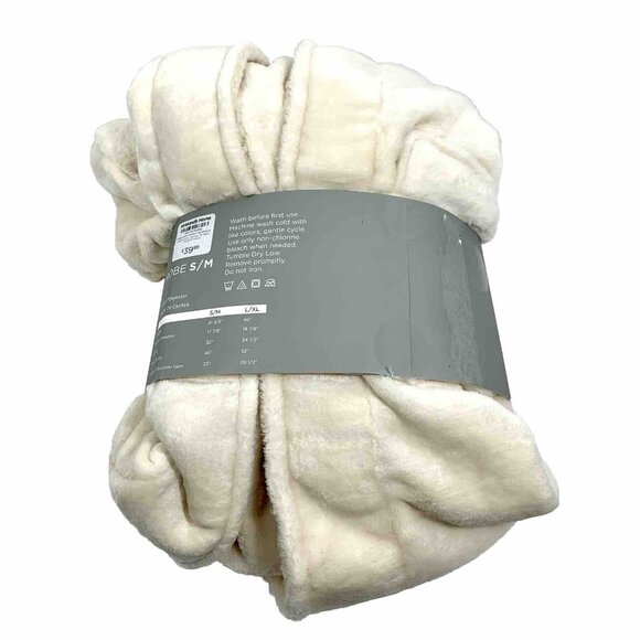 KIRKLAND Women's “Ivory Poodle Fur” Robe Size Small S/M Fleece Lined NWT - Picture 6 of 7